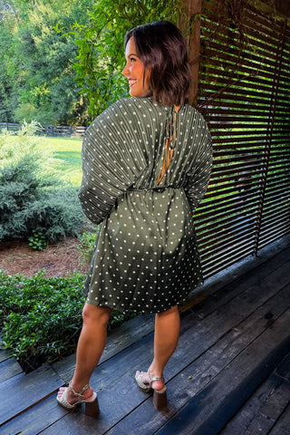 Ready For Anything Dot Dress in Olive