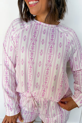 The Annie Pajama Short Set in Floral Cameo Orchid by Mary Square