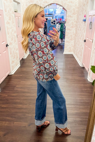 The Juliette Top in Brown Floral