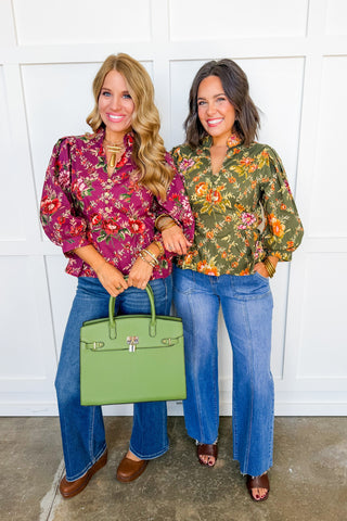 Fall For You Floral Peplum Top in Plum