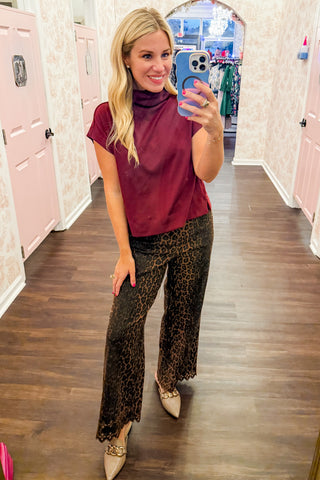 Wild Edge Leopard Print Scalloped Pant