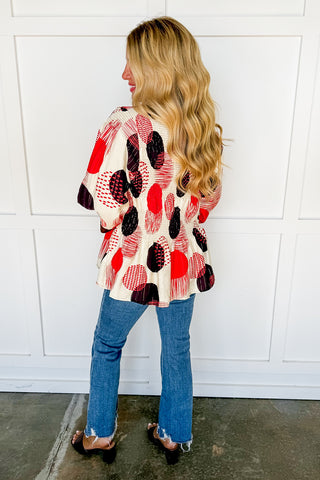 Abstract Dot Print Top in Teaberry