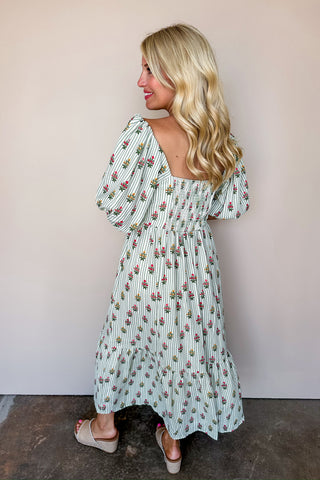 Mary Square - Alexi Cottage Striped Green Dress