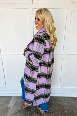 Lavender Haze Plaid Statement Coat