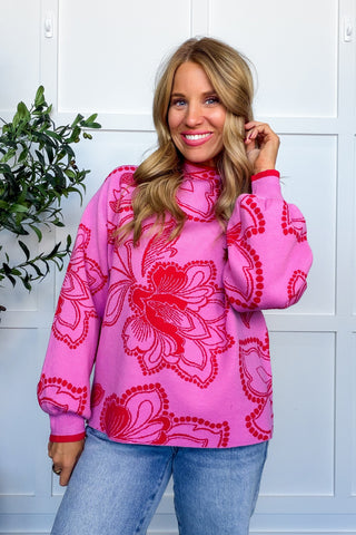 Petal Press Scallop Hem Sweater in Pink