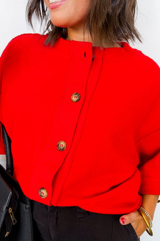 The Easy Does It Cardigan in Red