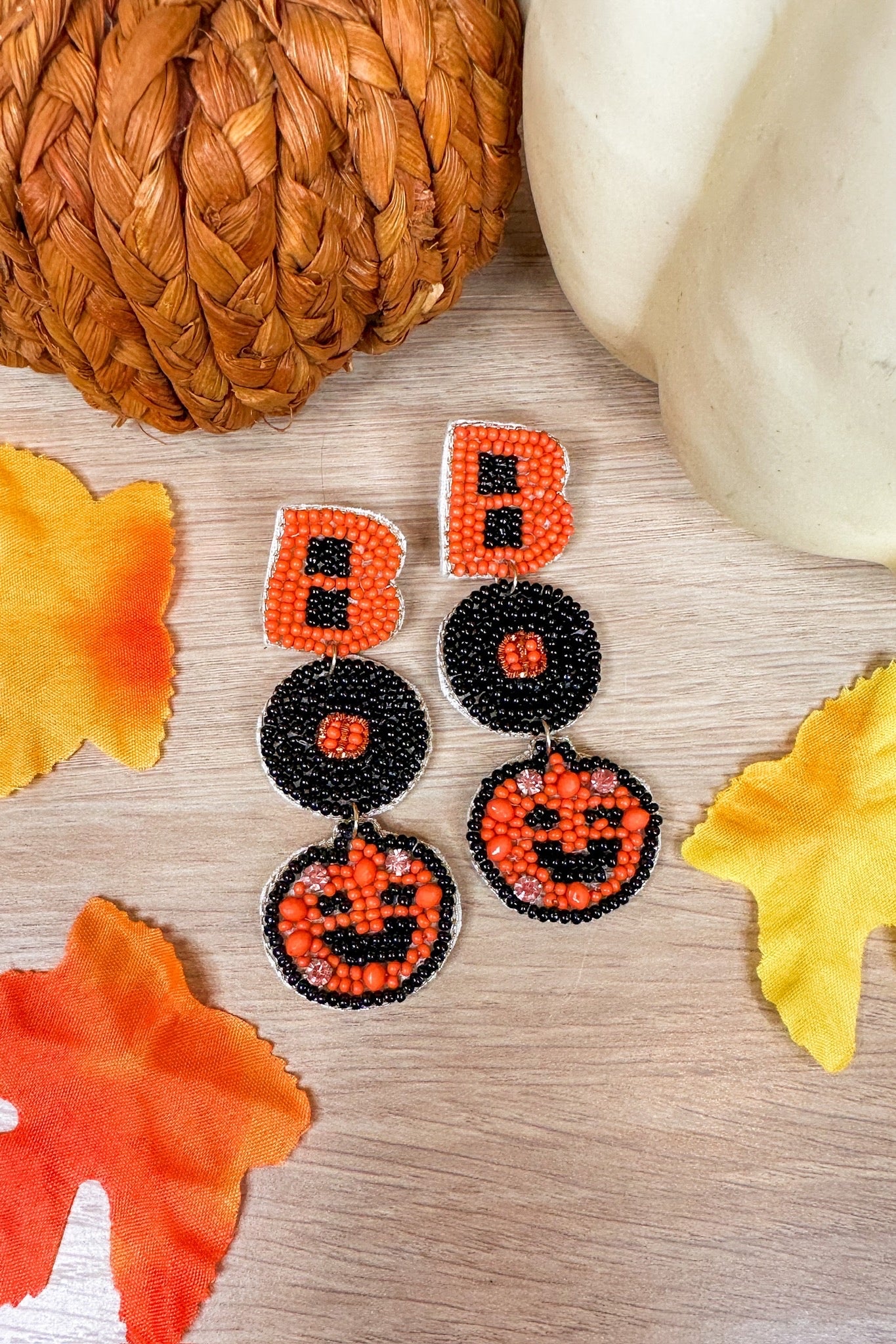 Boo Halloween Pumpkin Earring