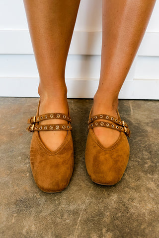 All Eyes On Me Corkys Mary Jane Flat in Camel Suede