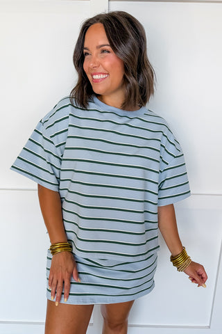 On Repeat Stripe Skort Set in Blue & Green