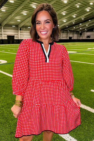 The Cooper Dress in Red/black Gingham by Mary Square