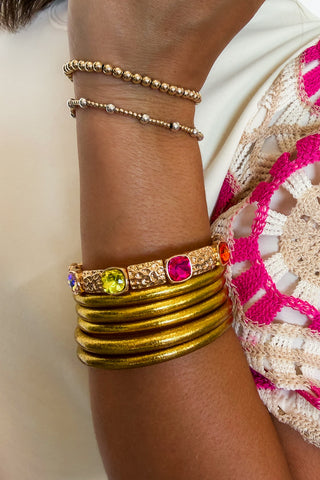 Confetti Gem Gold Stretch Bracelet