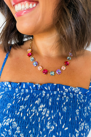 The Eleanor Square Gemstone Necklace in Multi