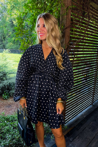Ready For Anything Dot Dress in Black