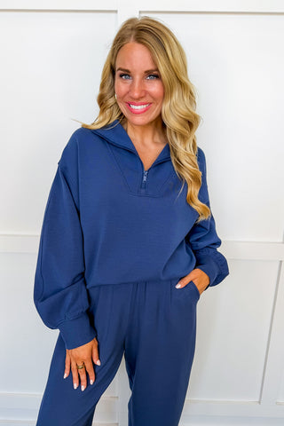 The Off Duty Quarter Zip Set in Navy