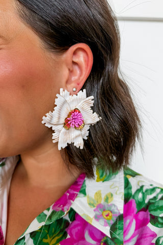 Petal Pop Statement Earrings in White