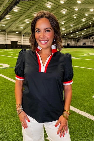 The Tricia Top in Black/Red by Mary Square