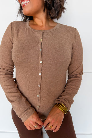 Sweet Simplicity Button Front Top in Taupe