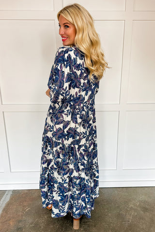 Southern Charm Blue Floral Maxi Dress