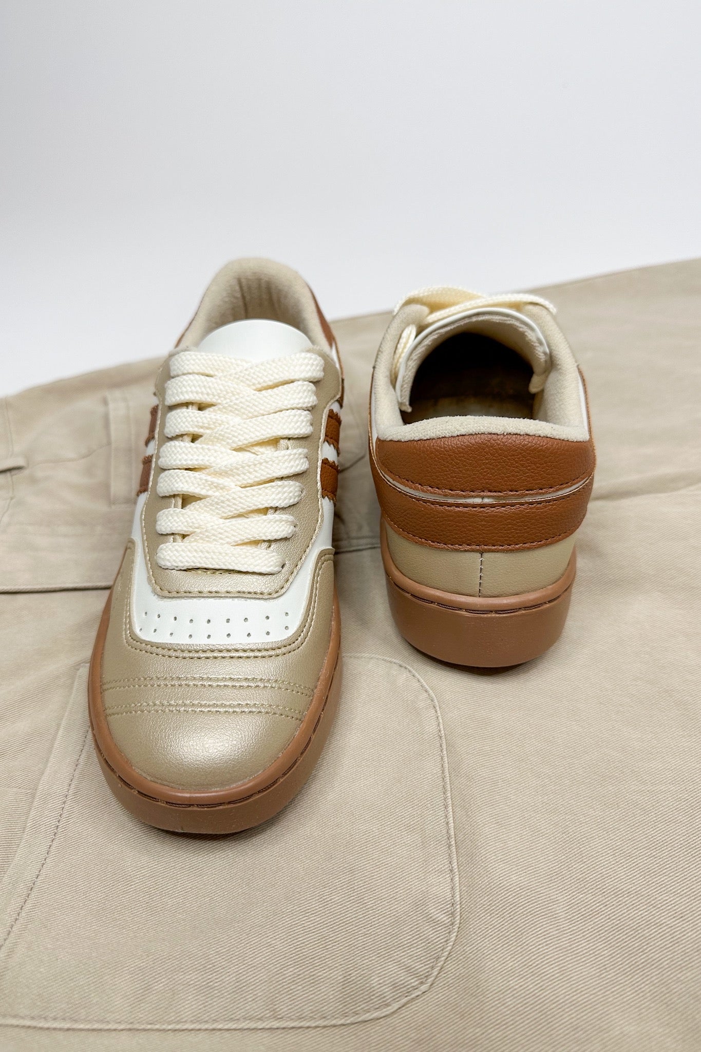 Gold & Cognac Designer Inspired Trendy Sneakers