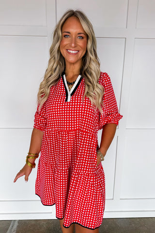 The Cooper Dress in Red/black Gingham by Mary Square