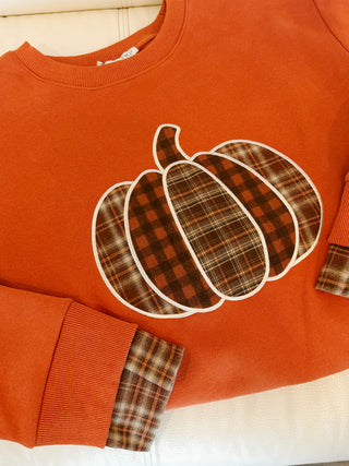 Patch Of Plaid Pumpkin Knit Top
