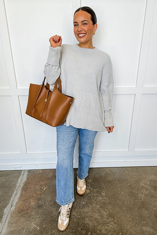 Hot Pink Deal - The Cloud Nine Sweater in Grey