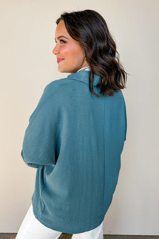 She’s a Hustler Baby - Teal Collared Blouse