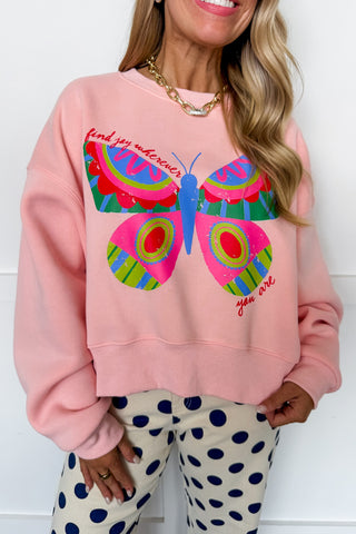 Poppy & Pine Find Joy Wherever You Are Cropped Sweatshirt