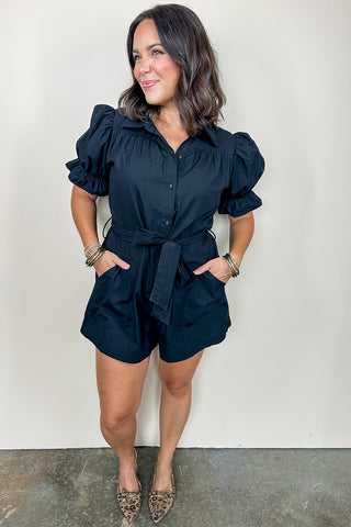 Black Darling Puff Sleeve Romper