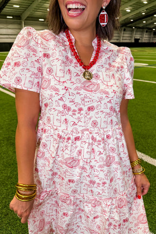 The Ivy Mini Dress in Team Toile Red by Mary Square
