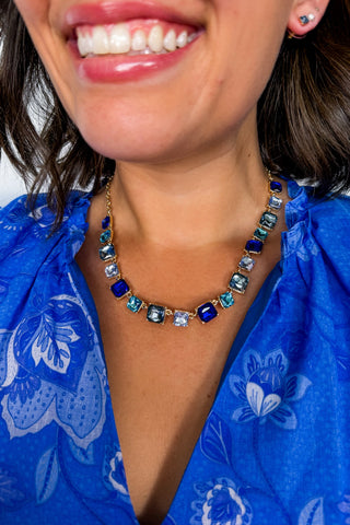The Gem Party Necklace Set in Blue