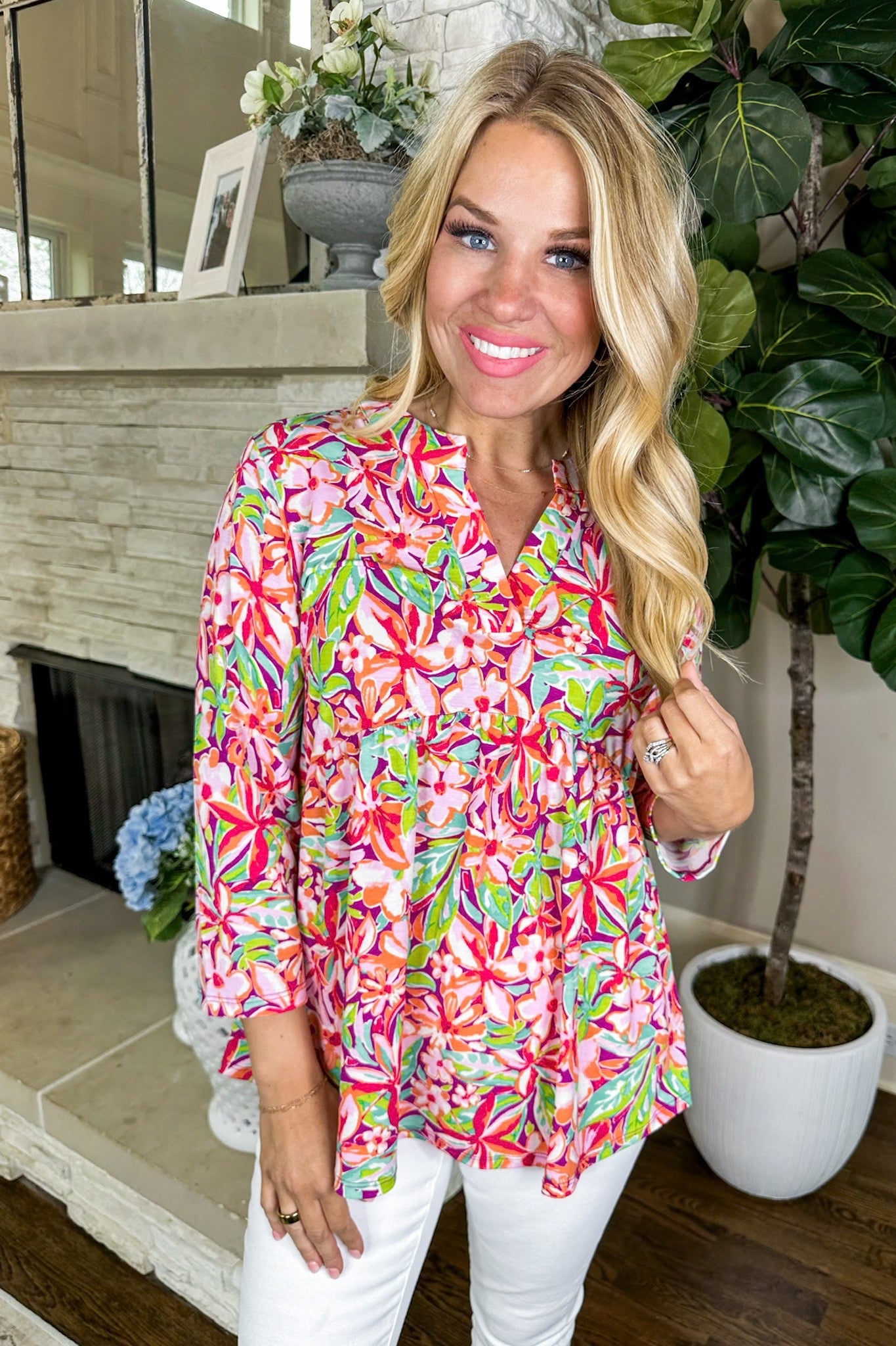 The Lucy Top in Tropical Floral