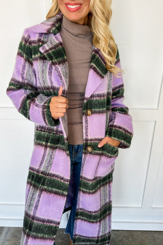 Lavender Haze Plaid Statement Coat