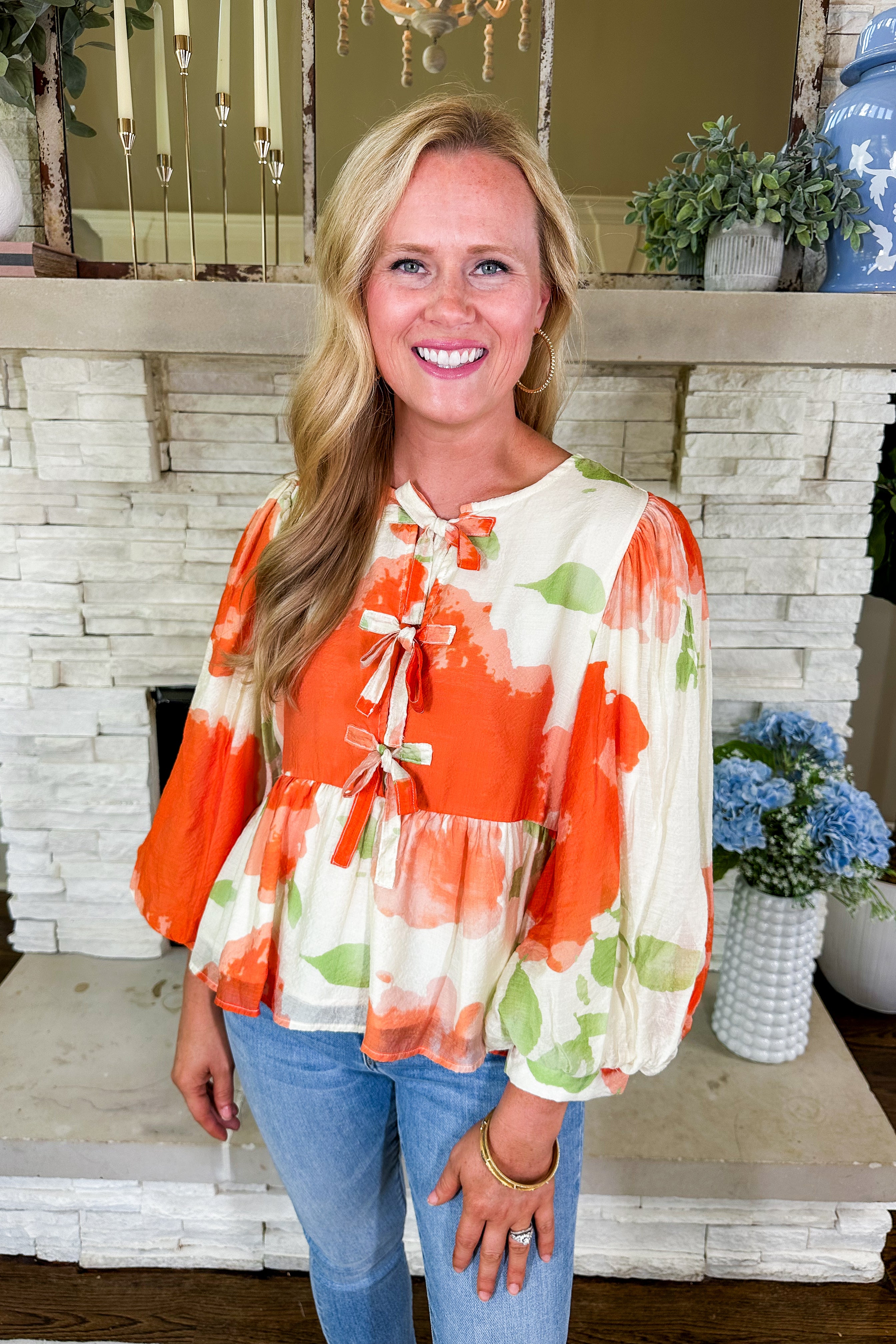 peach peplum top