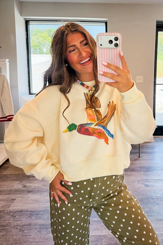 Poppy & Pine Take Flight Mallard Cropped Sweatshirt