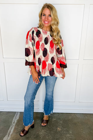 Abstract Dot Print Top in Teaberry