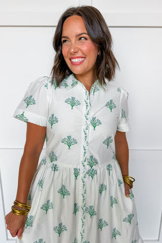 The Jema Midi Dress in Bell Blooms Blue by Mary Square