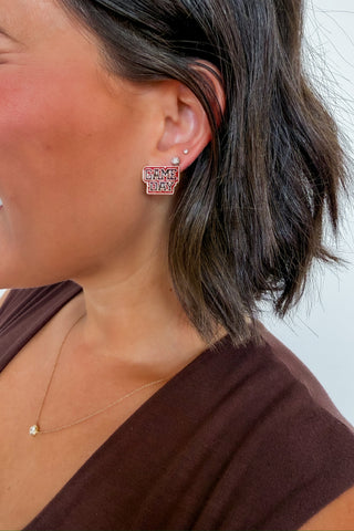 Game Day Red & Black Stud Earrings