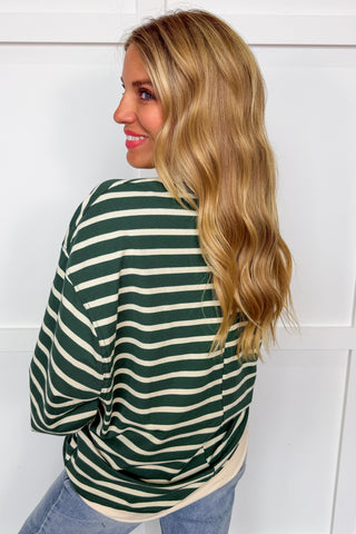 Favorite Stripe Pullover in Green & Cream