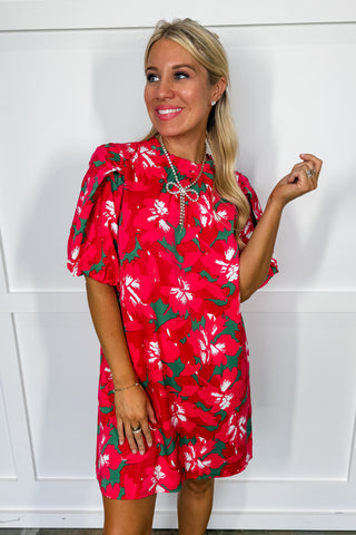 Hot Pink Deal - The Libby Pretty Poinsettias Dress by Michelle McDowell