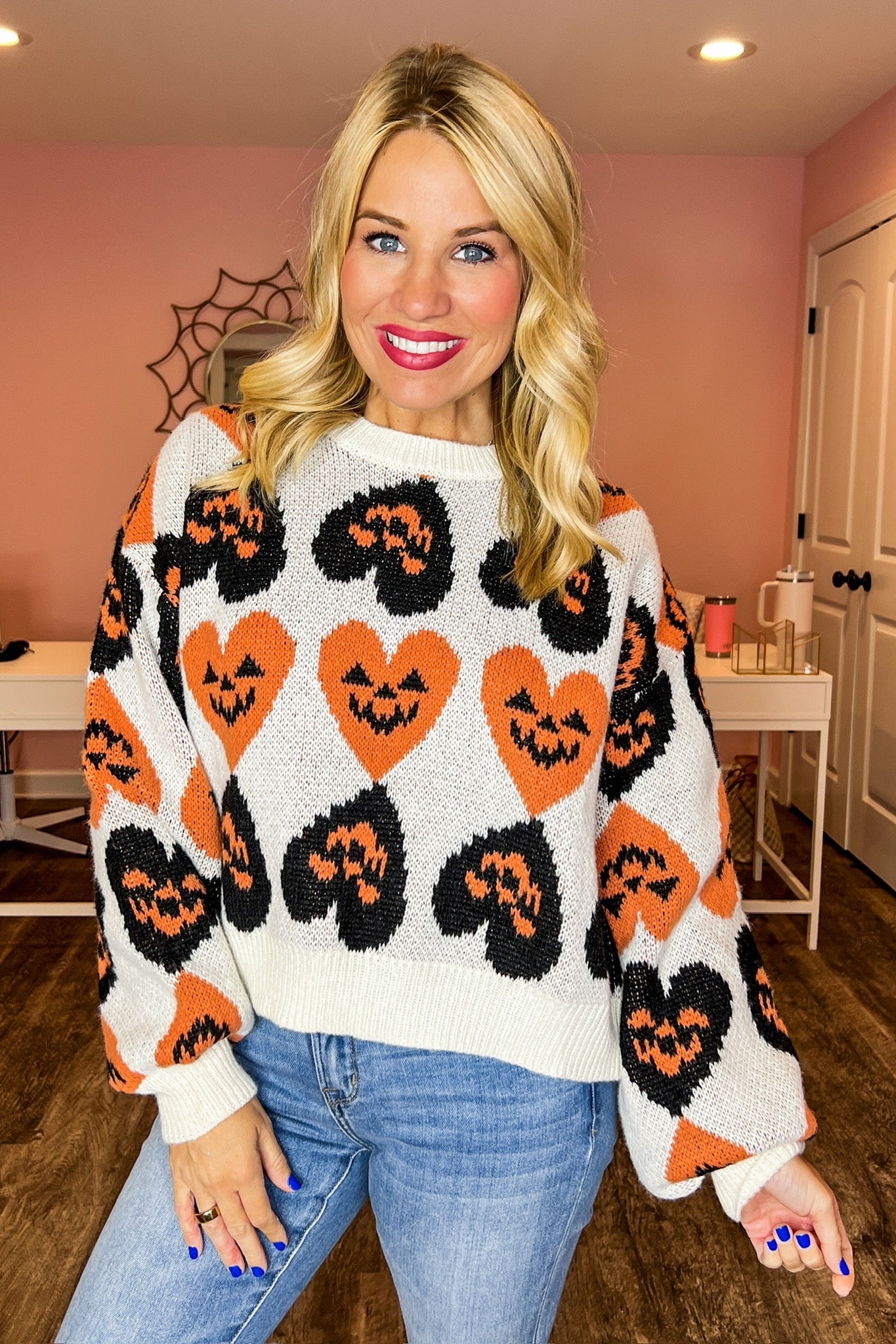 Jack-O'-Lantern Heart Sweater