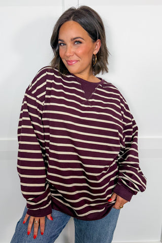 Favorite Stripe Pullover in Raspberry & Ecru