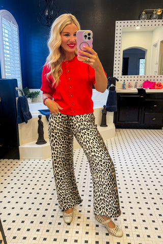 The Cleo Pants - Leopard Barrel Jeans