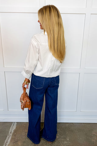 The Daphne Jeans in Dark Denim - Full Length Wide Leg Denim