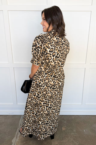 The Bristol Leopard Button Down Midi Dress