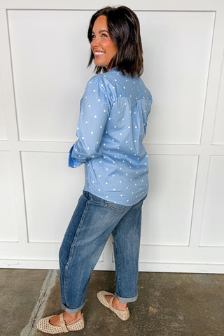 Sweet Spot Button-Up Top in Blue