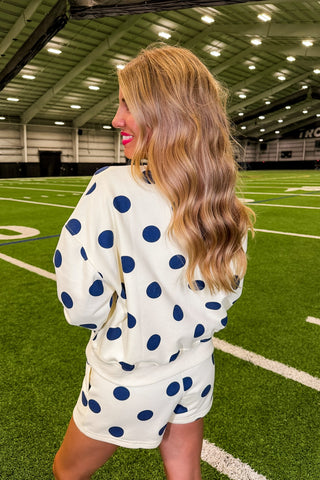 Dotted Set in Cream & Navy