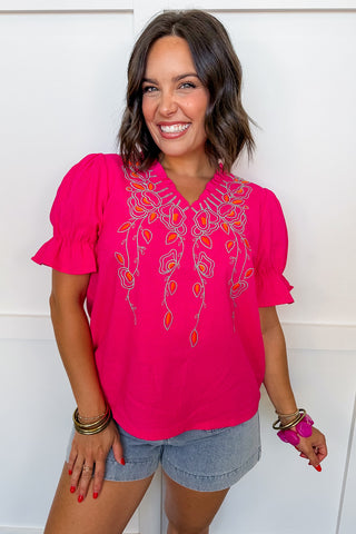 Pink Paradise Embroidered Blouse