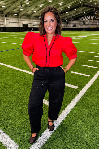The Elaine Top in Red/black by Mary Square