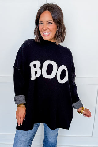 Boo Jacquard Sweater in Black